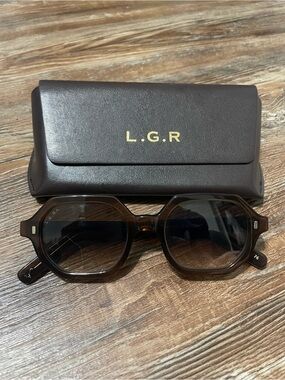 L.G.R. Zanzibar Bold Sunglasses Octagon Crystal Brown 76 Gradient MSRP $500